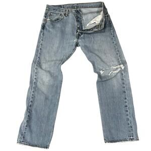 Levi’s 501 Jeans Men’s 32x28* Classic Distressed Button Fly Medium Wash Denim